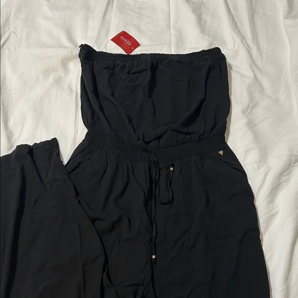 GUESS Elegant Black Strapless Jumpsuit